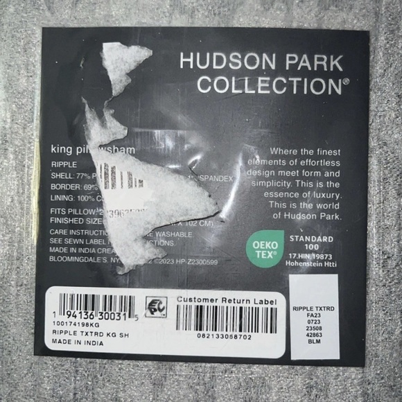 Hudson Park Collection Gray King Pillow Sham - Picture 3 of 5